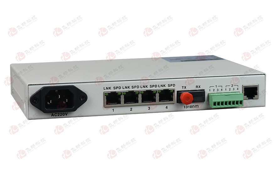 桌面型4路電話(huà)+4千兆以太網(wǎng)+2路串口數(shù)據(jù) 電話(huà)光端機(jī)