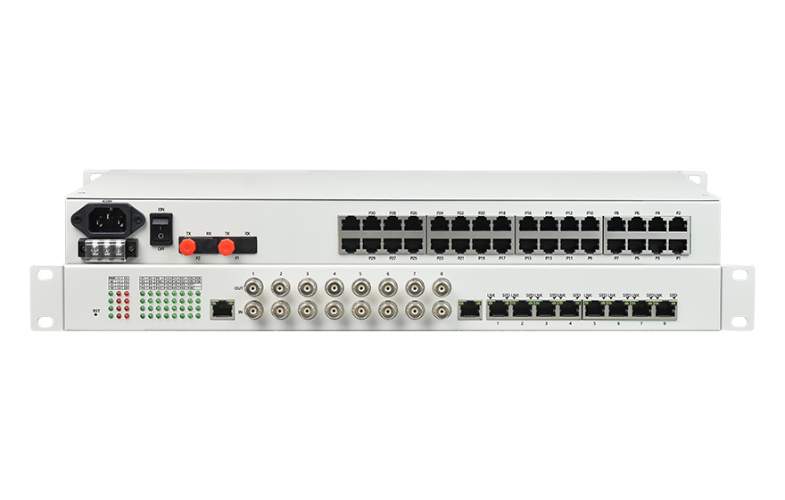飛暢科技-32路電話+8E1+8FE物理隔離（1+1光備份，19英寸）電話光端機