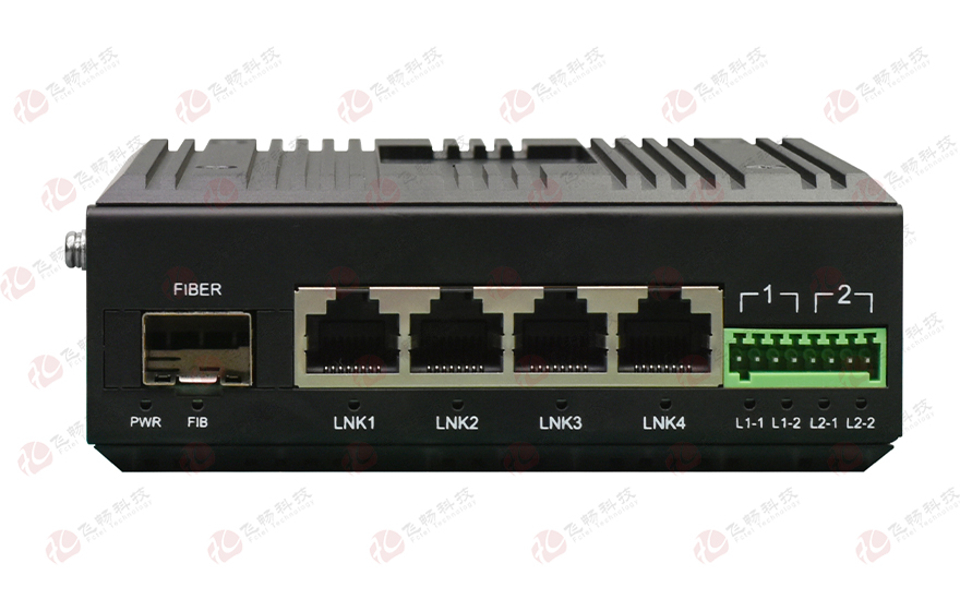 工業(yè)軌式2路串口／4路開關(guān)量+4路百兆電 光端機(jī)